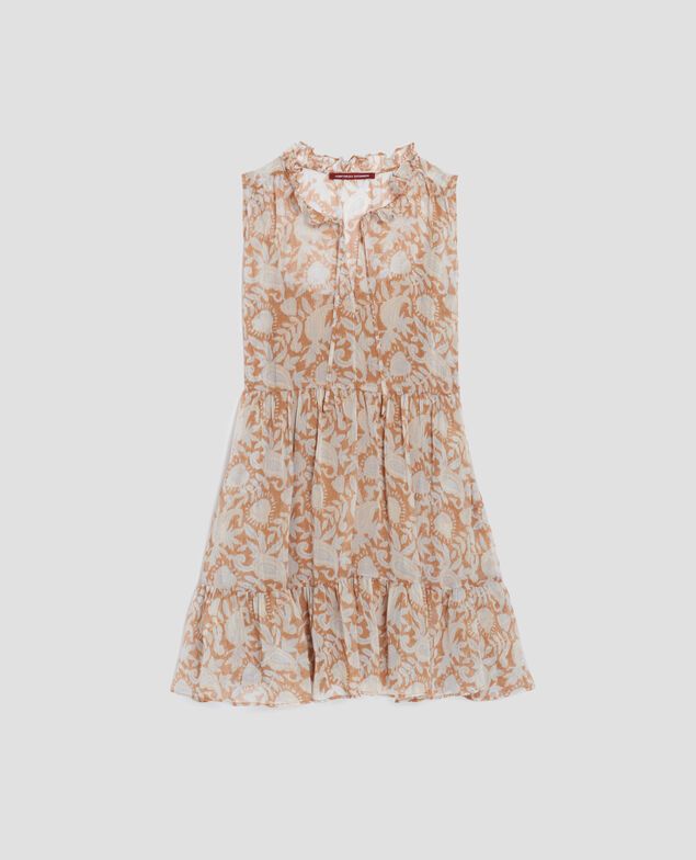 Fließend fallendes Kleid ohne Ärmel H340 cashmire brown