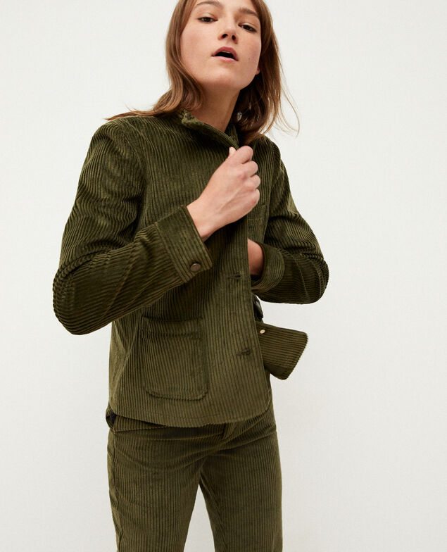 Jacke aus grobem Cord Olive night