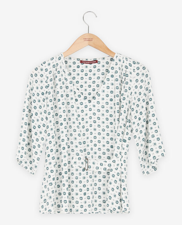 Gemusterte Bluse mit Schnalle Dandelion kaolin