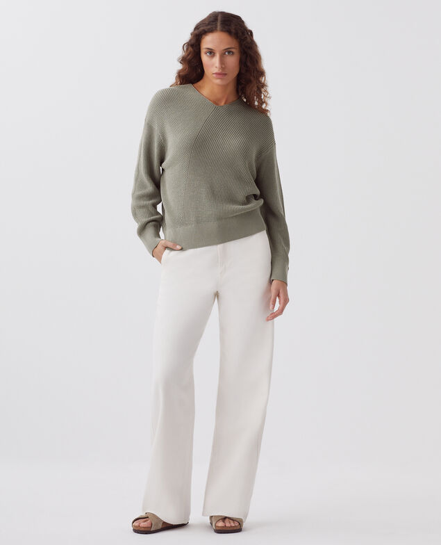 Pullover mit V-Ausschnitt aus Baumwolle J050 shadow gray