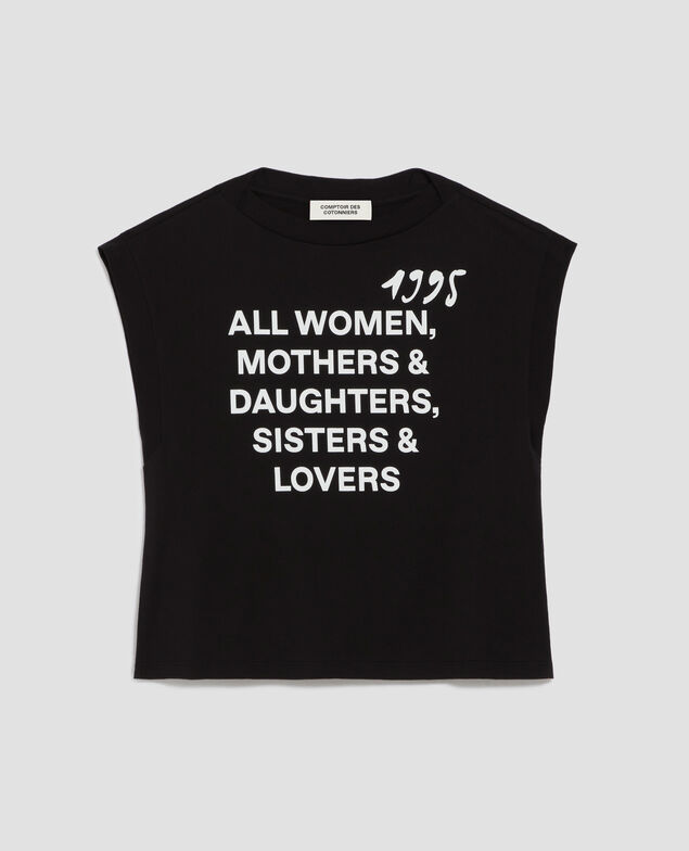 Boxy T-Shirt aus Baumwolle J095 black base words