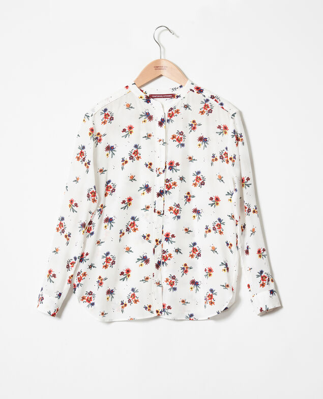 Bluse mit Mao-Kragen Bouquet coconut milk