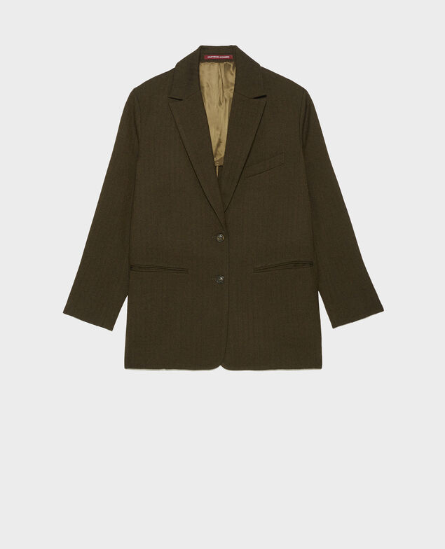Herrenblazer aus Wolle mit 2 Knöpfen Military green