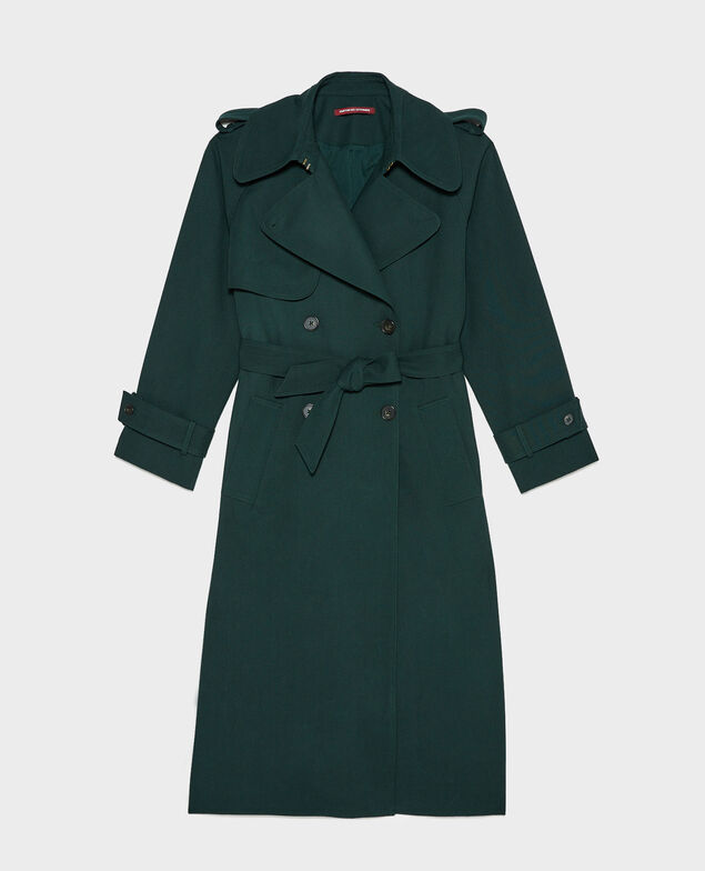  Langer fließender Trenchcoat aus Wolle Scarab