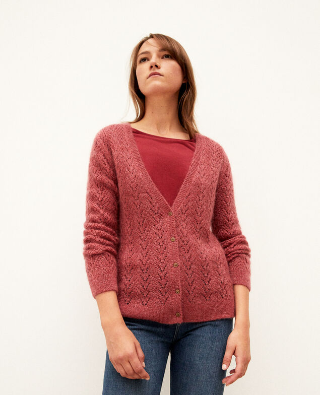 Cardigan mit Mohair Earth red