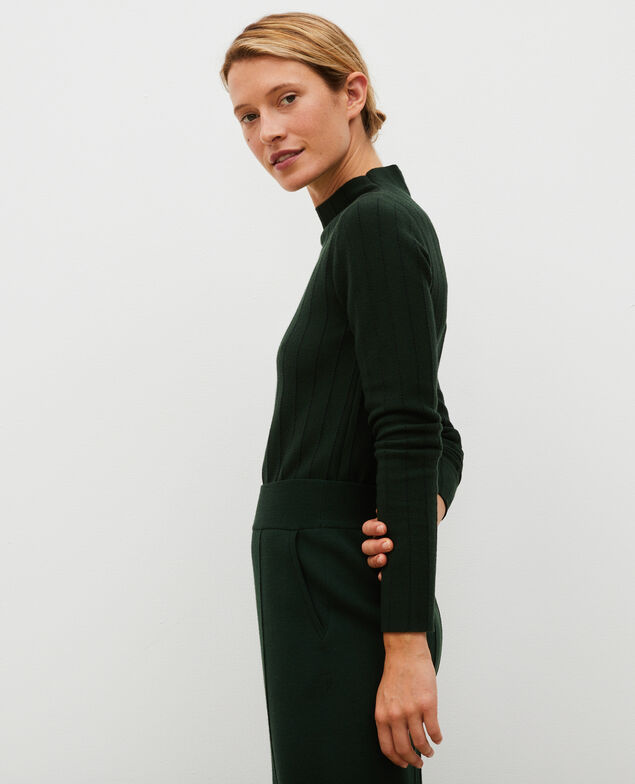 Pullover mit Stehkragen aus Merinowolle Military black jacquard