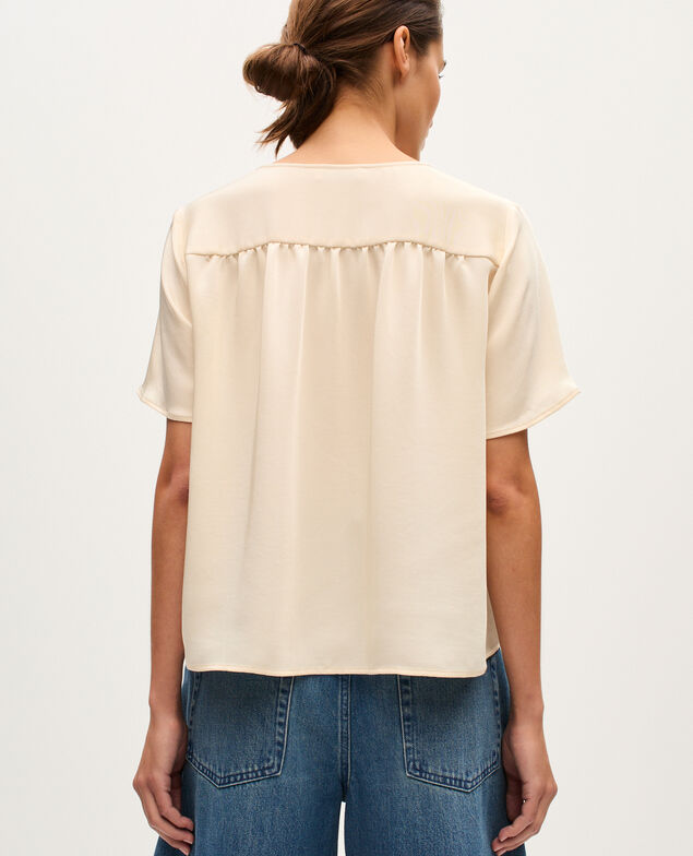 Fließende Bluse mit V-Ausschnitt J300 natural