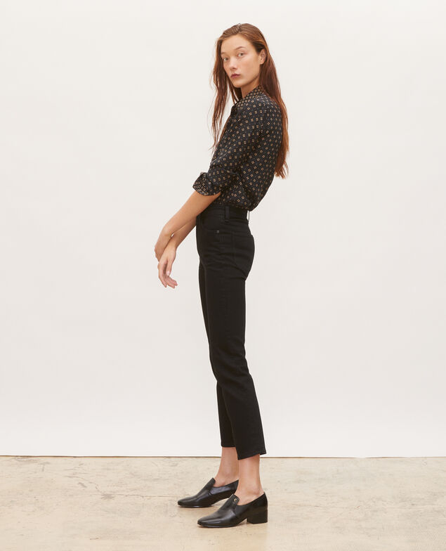 SLIM HIGH RISE - Cropped Jeans 5 Taschen Noir denim