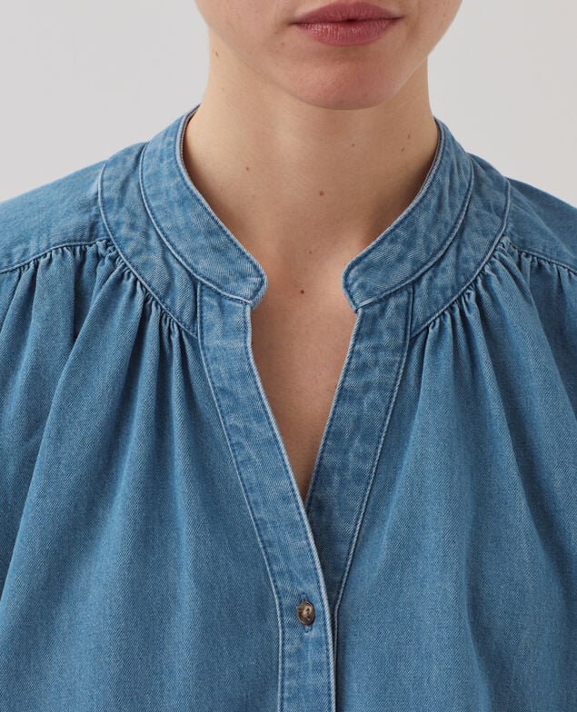 Oversize Bluse aus Baumwolle J630 blue wash