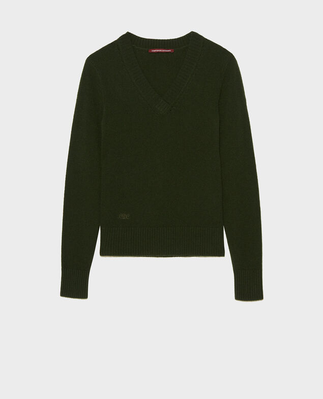 Cardigan aus Kaschmir mit V-Ausschnitt Military green
