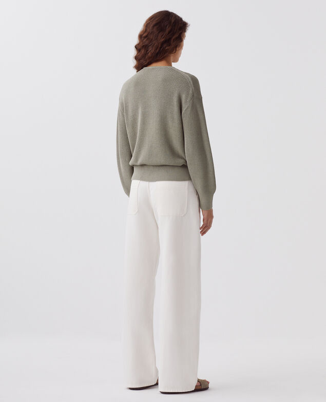 Pullover mit V-Ausschnitt aus Baumwolle J050 shadow gray