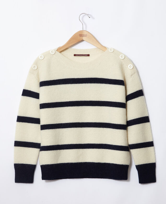 Pullover mit U-Boot-Ausschnitt Off white/peacoat