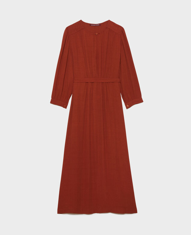 Tailliertes Maxi-Kleid mit fließendem Fall Umber