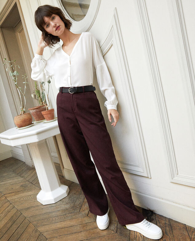 Bluse mit V-Ausschnitt Weiß
