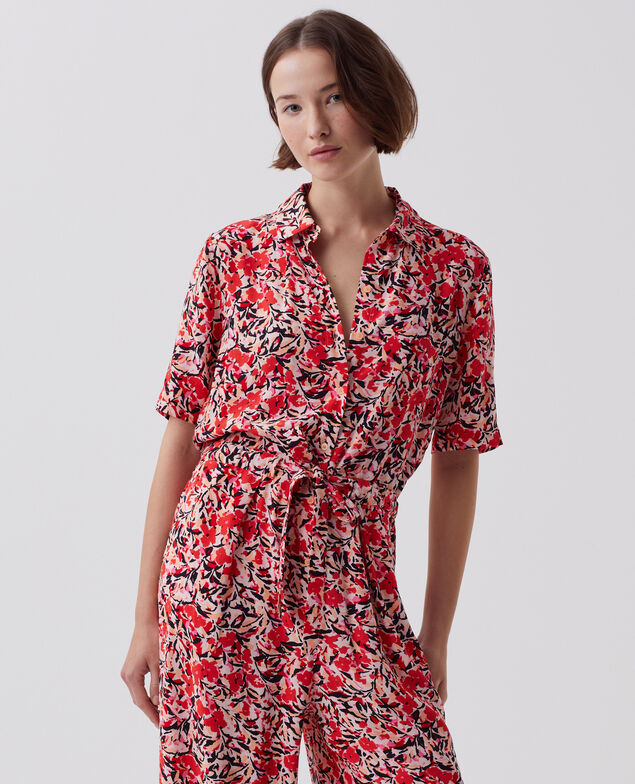 Fließender Jumpsuit J120 leaf pink