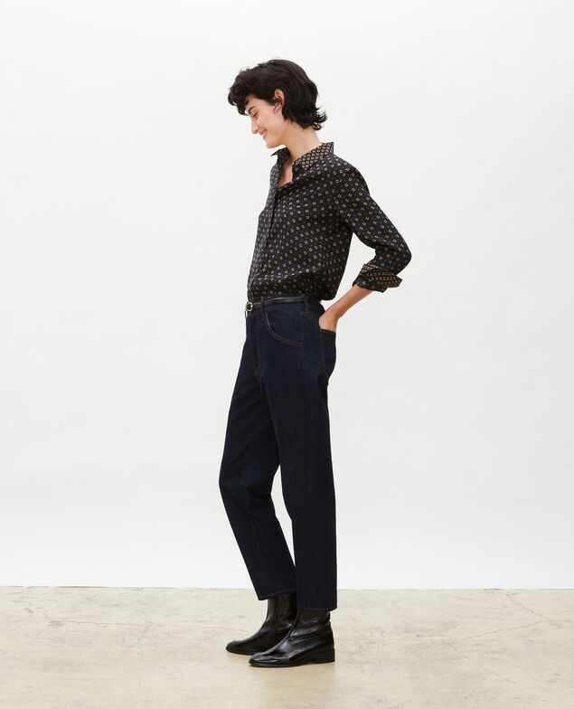 TOMBOY - Weite Jeans halbhohe Taille 5 Taschen Denim rinse