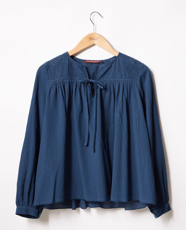 Bluse mit Spitze  Indigo