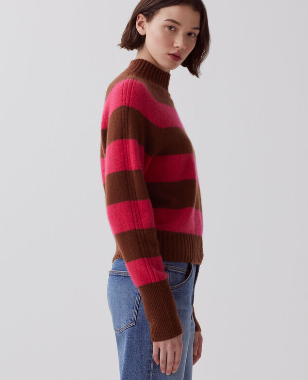 Pullover mit hohem Kragen aus Kaschmir I122 st pink emperador