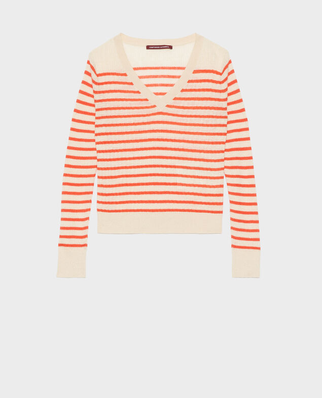 Marinepullover aus Leinen 0240 tiger lily stripes