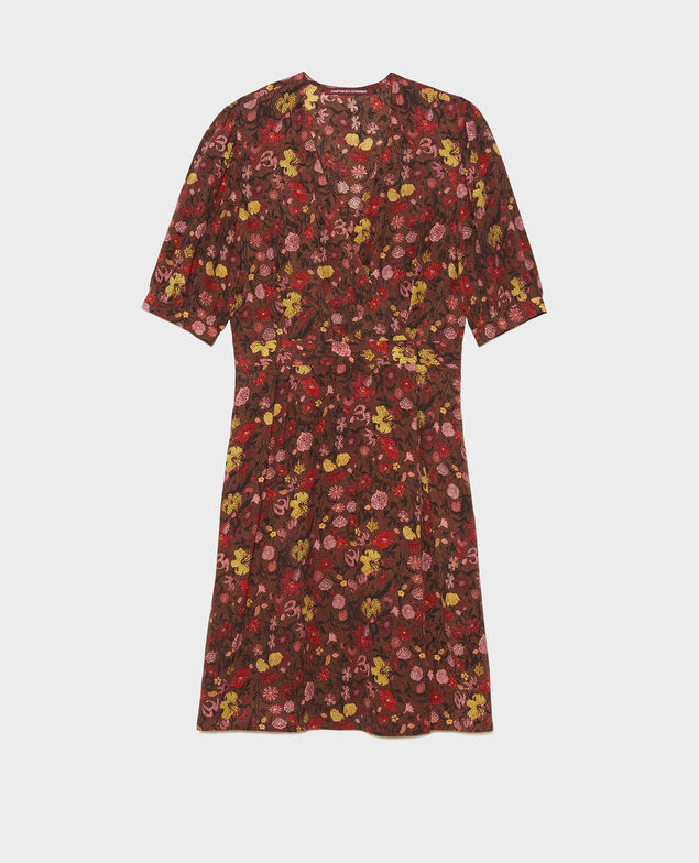  Kurzes Wickelkleid aus Seide mit Flowerprint Print eden tortoiseshell