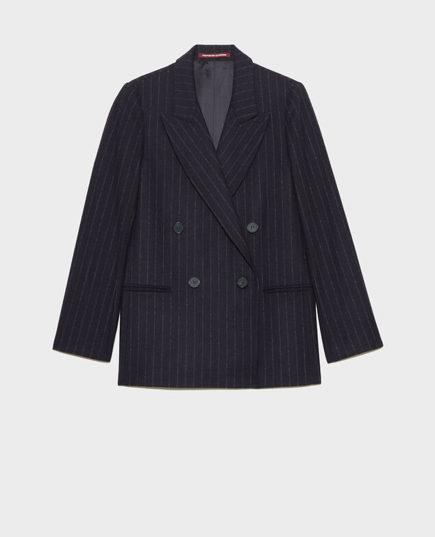 Überkreuzter Blazer aus Wolle Stripes night sky