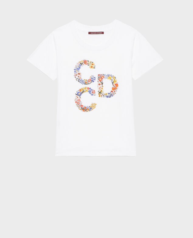 T-Shirt aus Baumwolle mit kurzen Ärmeln Brilliant white