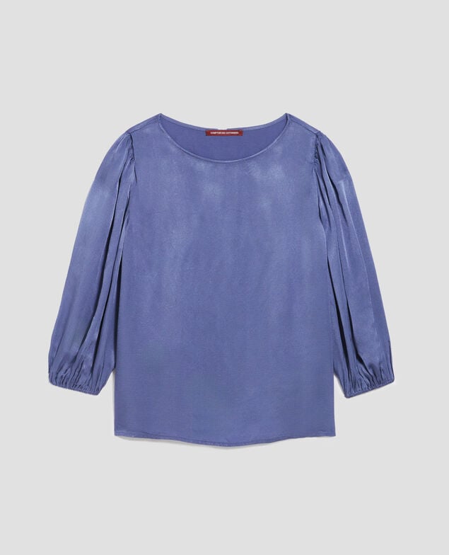Fließende Bluse mit 3/4-Ärmel I640 gray blue