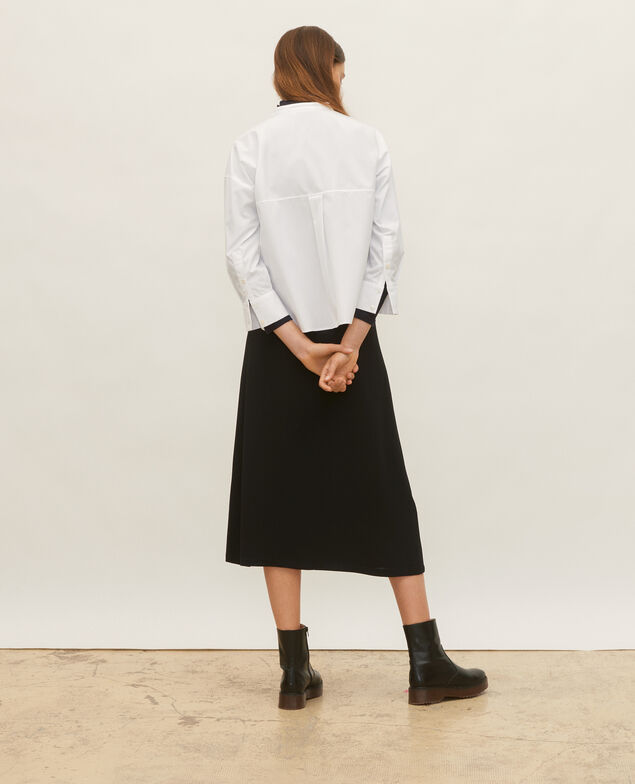 Bluse ohne Kragen aus Baumwoll-Popelin Optical white