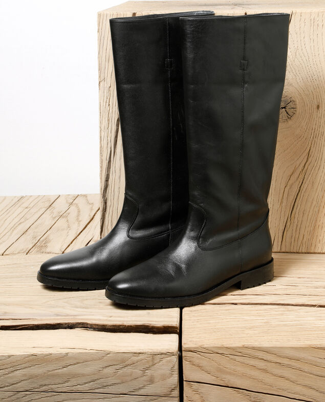 Stiefel aus Glattleder Schwarz