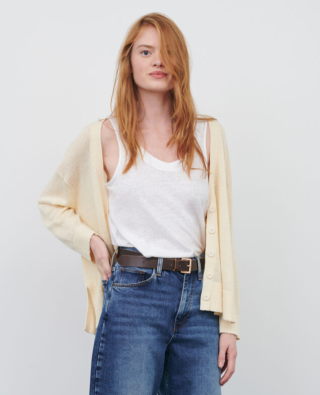 Cardigan aus Leinen 01 white