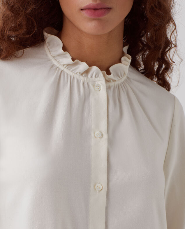 Bluse mit Volant-Kragen I012 papyrus creme