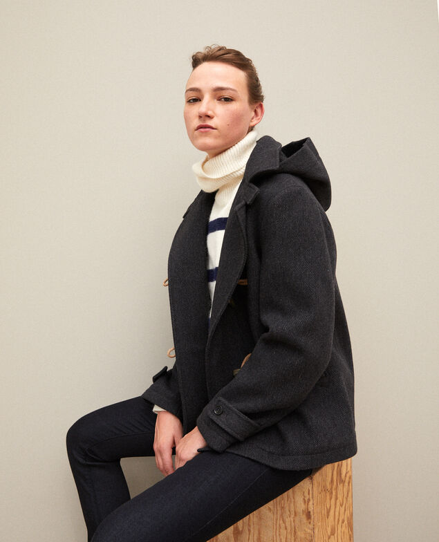 Kurzer Mantel im Dufflecoat-Stil Dark heather grey