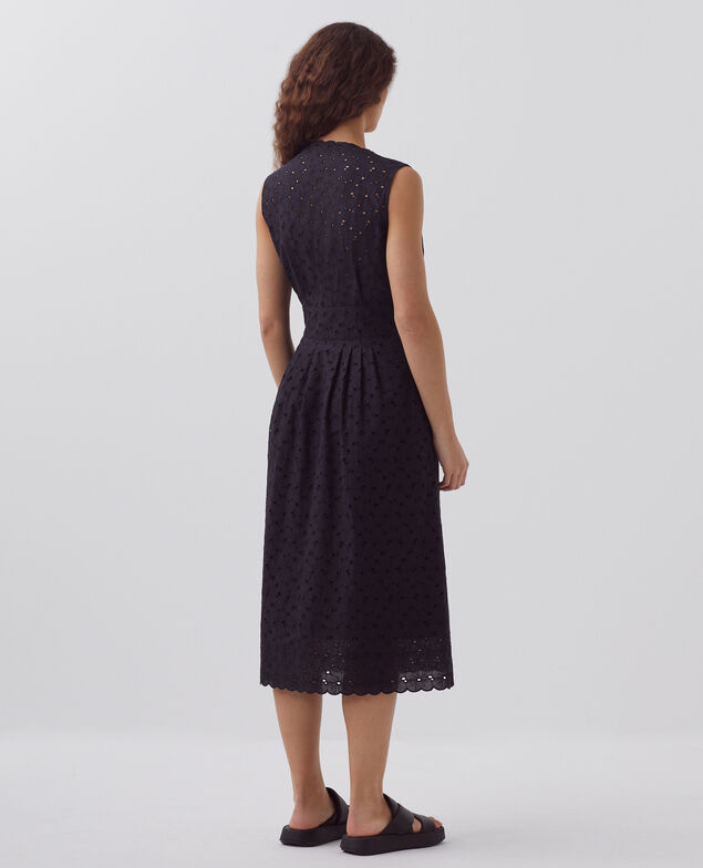 Langes Kleid mit Lochstickerei H091 black beauty