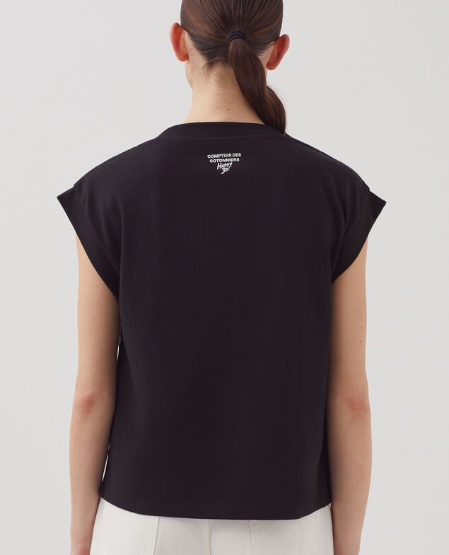 Boxy T-Shirt aus Baumwolle J095 black base words