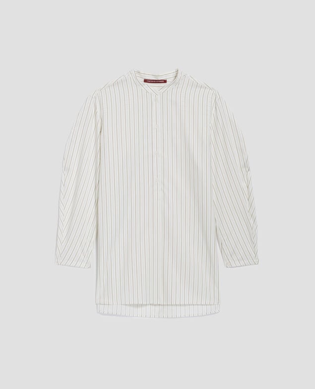 Oversize Bluse aus satinierter Baumwolle J011 st white kaki
