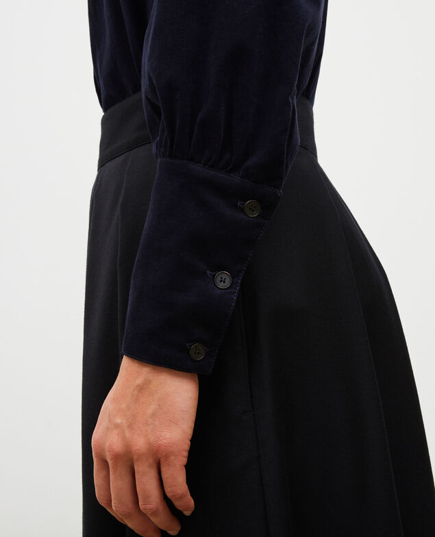 Samtbluse mit Plastron Night sky