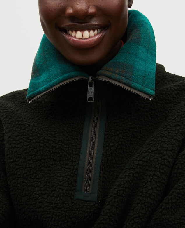 Pullover aus Fleece mit Tartankragen Scarab