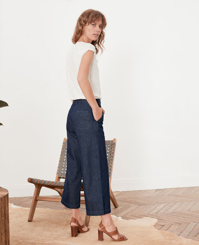 Cropped-Jeans mit breitem Bein Indigo