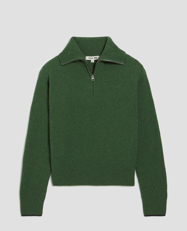 Rollkragenpullover mit Reißverschluss aus Wolle U550 green