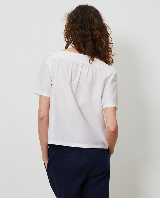 Oberteil aus Baumwolle und Seide. Brilliant white