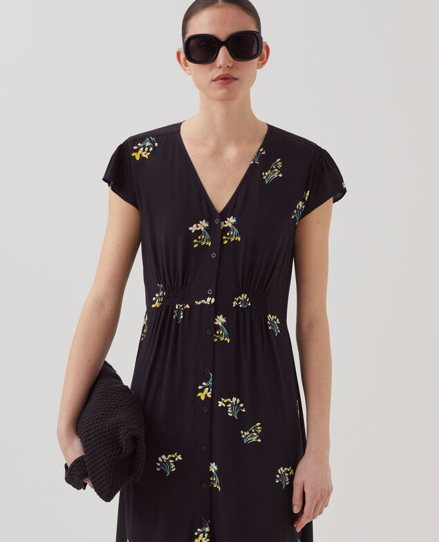 LUDIVINE - Langes fließendes Kleid J091 fl bouquet black