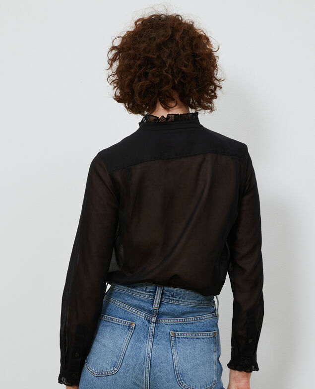 Bluse mit Volant-Kragen Black beauty