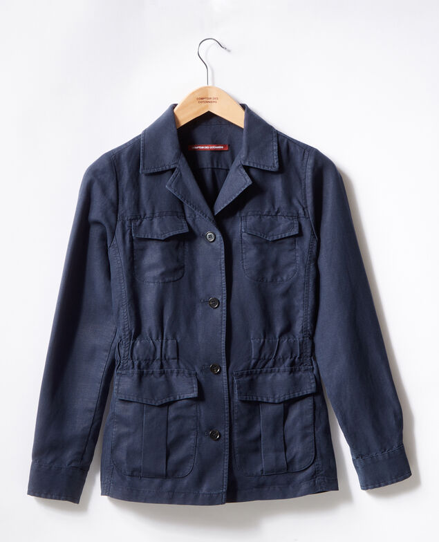 Tropenjacke mit Leinen Marine