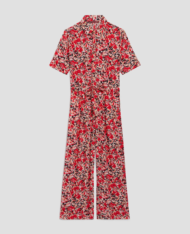 Fließender Jumpsuit J120 leaf pink