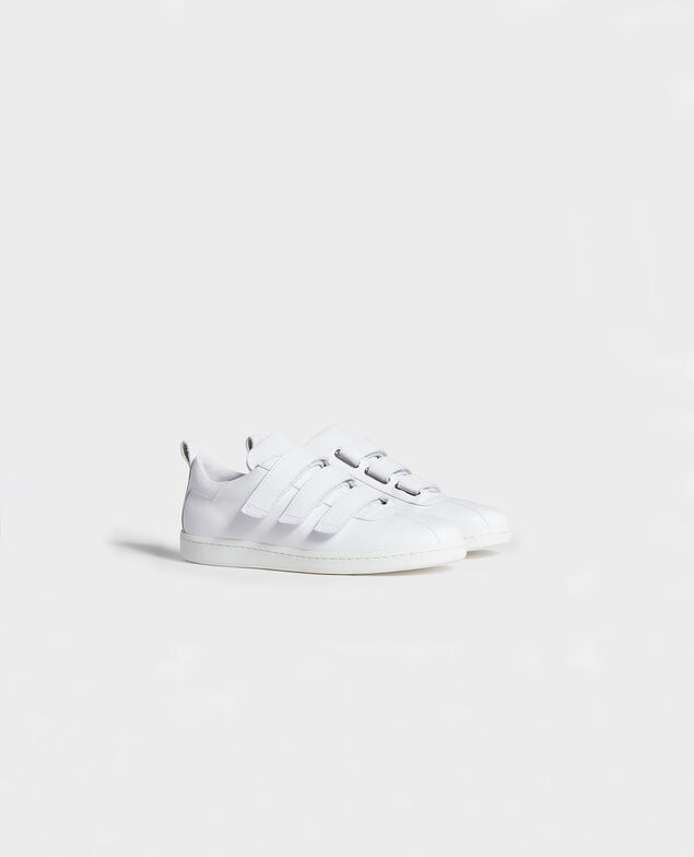 Sneakers aus Leder mit Klettlaschen Optical white