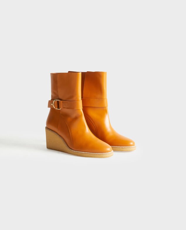 Lederstiefeletten mit Keilabsatz 4249 camel