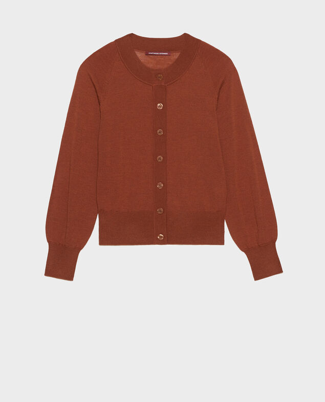 Cardigan aus Merinowolle mit Rundhalsausschnitt Tortoise shell