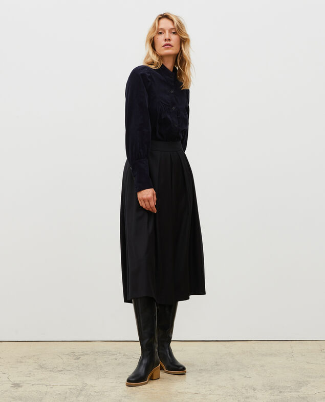 Samtbluse mit Plastron Night sky