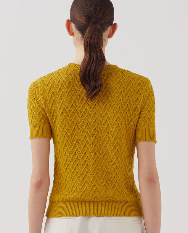 Kurzärmliger Pullover aus Leinen J480 gold flake