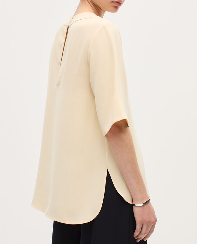 Top aus satiniertem Krepp K300 ecru beige